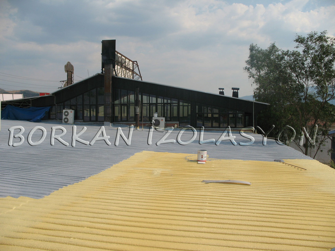 Borkan - Trapez sac çatı üzeri sprey poliüretan köpük ve UV koruma